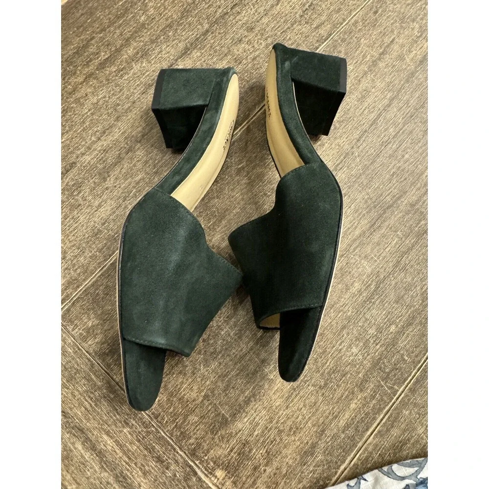 L'agence Green Suede Open Toe Block Heel‎ Slip On Size 37 US 6 - Picture 3 of 10